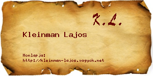 Kleinman Lajos névjegykártya